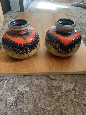 Rare Matching Pair Of Fat Lava Vase 284-15 Keramik Scheurich WGPWest German Pot • £299.99