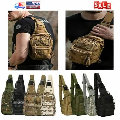 Outdoor Male Backpack Waterproof Tactical Sling Chest Pack Shoulder Bag Hiking • $7.99