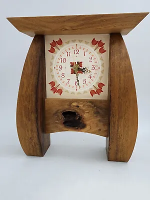 Handmade Mission Style White Oak Iroko Mantle Shelf Clock USA • $80