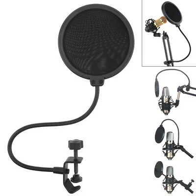 Double Layer Studio Microphone Pop Filter With Flexible 360° Gooseneck Clip Arm • $8.36