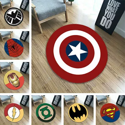 Marvel Avengers Rug Superhero Bedroom Living Room Round Doormat Chair Mat Decor • £20.38