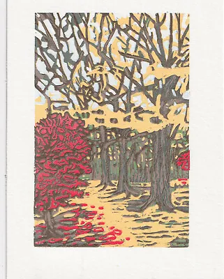 £12.50 • Buy Westonbirt • Original Hand Printed Linocut Lino Print