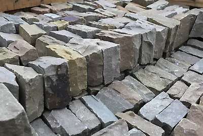 Garden Cobbles - Raj Green Sandstone 10cm X 10cm - Hand Split And Dressed • £156