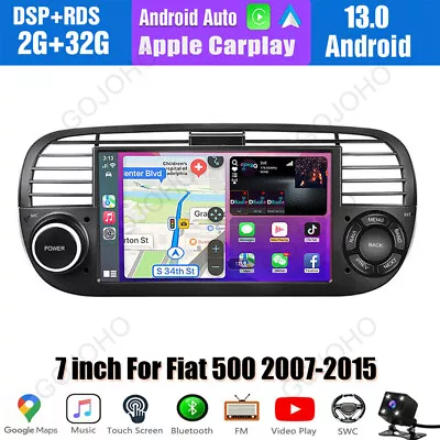 7  Android 13 Carplay Car GPS WIFI Navi IPS Radio Stereo For Fiat 500 2007-2015 • $125.99