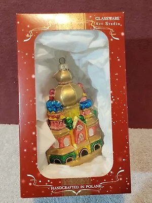 Glassware Art Studio Poland Temple Blown Glass Ornament Hand Painted 6  Tall • $24.95