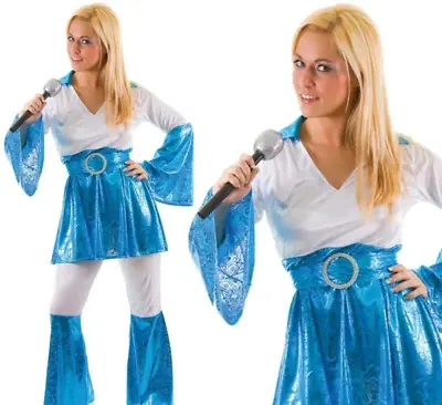 Ladies Eurovision Mamma Mia 1970s 70s Disco Dancing Fancy Dress Costume • £22.99