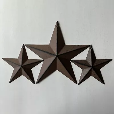 Set Of 3 ~ 5.5  / 3.5  ANTIQUE BROWN BARN STAR STARS Metal Primitive Country • $12.95