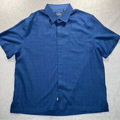 Nat Nast Silk Shirt Short Sleeve Button Down Mens XL Blue Black Bowling • $24.99