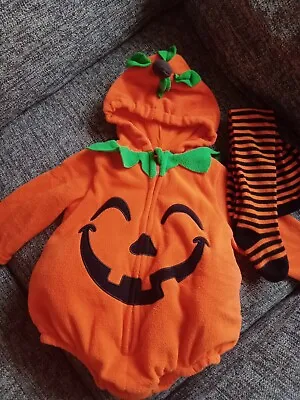 Baby Pumpkin Halloween Costume 9-12 Months Padded Long Sleeve Boy Girl Unisex • £9