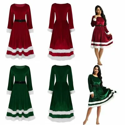 Women Ladies Mrs Santa Claus Costume Plus Size Christmas Xmas Fancy Dress Outfit • $31.27