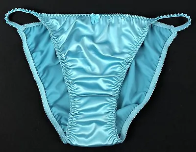 Teal String Bikini Panty · Shiny Satin · Retro 80's Style · XXL/9 • $24.99