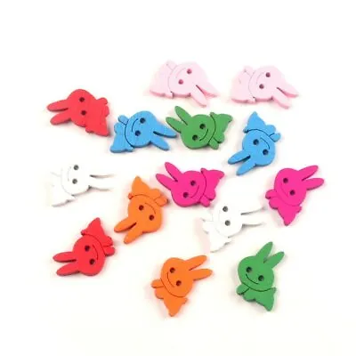 25 X Bunny / Rabbit Mixed Sewing Buttons Wooden Scrapbooking Crafts Decoration • £3.35