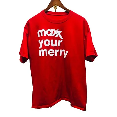 TJ Maxx Employee T Shirt XL Workwear Red Christmas Maxx Your Merry T6 • $11.99