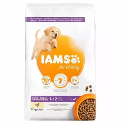 IAMS For Vitality Puppy Large Breed With Fresh Chicken Complete Dog Food 12kg • £35.99