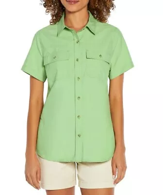 NEW Eddie Bauer Shirt Womens Green Adventurer Button Up Dry Size Large • $19.95