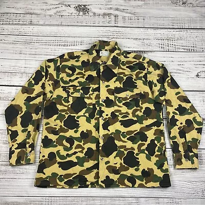 VTG Bellcraft Army Duck Camouflage Button Down Jacket Sz L Long Sleeve Flannel • $27.99