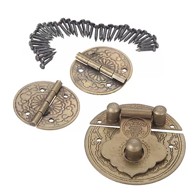 $6.70 • Buy 1 Set Vintage Hasp Latch Lock Hinge For Wooden Box Jewelry Chest Hardware Decor