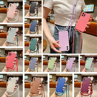 $6.60 • Buy For IPhone 14 Pro Max 13 12 11 XS X 7 8 Liquid Silicone With Lanyard Case Cover