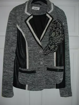 Linea Tesini Grey Mix Soft Blazer Jacket Cardigan Size 14 • £9.99