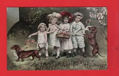 Dogs And Edwardian Children. Dachshund.    Christmas • £3.50