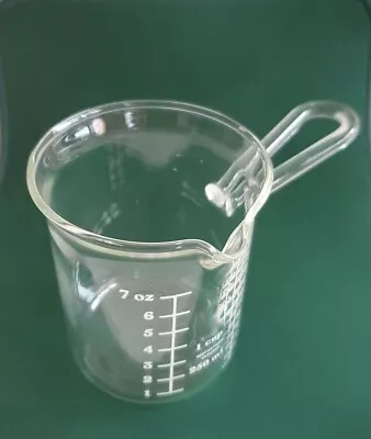 Vintage CHEMISTRY GLASS Laboratory BEAKER 1000mL 4cups Graduated W/Loop HANDLED  • $35.50