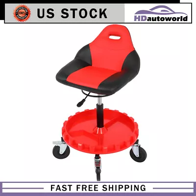 5 Wheels Adjustable Mechanic Work Shop Seat 400LBS Rolling Garage Stool • $86.44