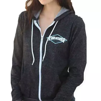 Thrasher - Girls OG Diamond Logo Zip Hoodie Black • $49