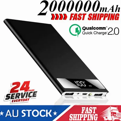 $28.79 • Buy 2000000mAh Power Bank 2 USB Fast Charger Battery Pack Portable For Mobile Phone