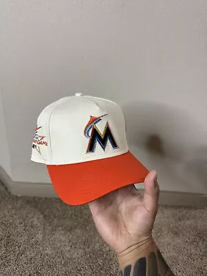 Men's New Era Orange Cream Miami Marlins A-Frame 9FORTY Adjustable Hat • $25