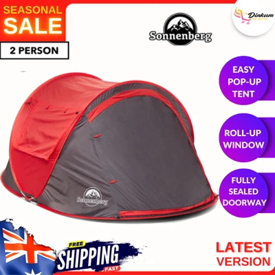 $35.70 • Buy Camping HikingTent 2-Person Pop-Up Tent Sonnenberg Grey/Red Outdoor Shelter