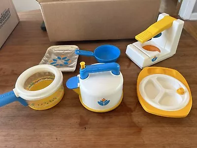 Vintage 1986-87 Fisher Price Fun With Food Lot - Can Opener TV Dinner Tea Pot… • $29.99