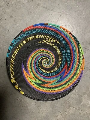 Vintage Handwoven Basket From Colorful Wires Perfect Condition  • $20