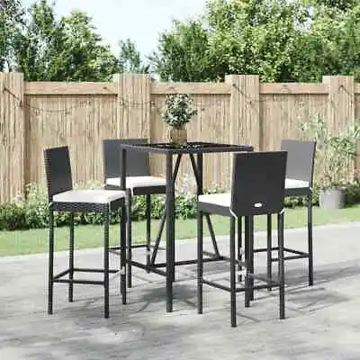 $383.99 • Buy Outdoor Bar Set 5 Piece Outdoor Furniture Table Stool Black Poly Rattan VidaXL