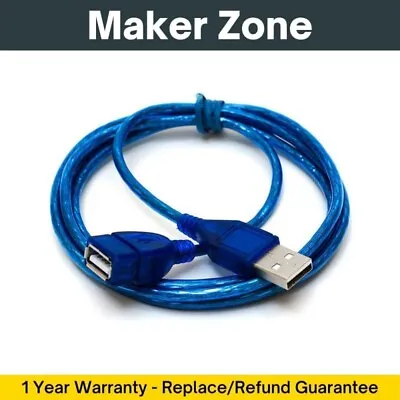 $5.52 • Buy [MZ] 1m/1.5m/3m/5m Premium Shielded Blue USB Extension Cable Lot