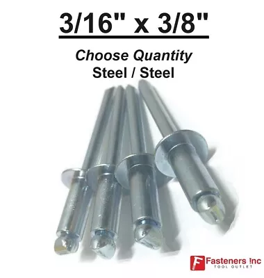 POP Rivets ALL Steel 6-6 3/16  X 3/8  Grip Range Zinc Plated (Choose Quantity) • $12.06