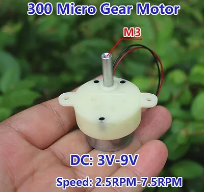 DC 3V-9V 5RPM Slow Speed 5mm Shaft Micro Mini 300 Gearbox Turbo Worm Gear Motor • $1.98