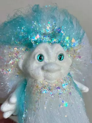 Dam Troll Doll Polar Glacier Ice OOAK 5” Figure. Glass Eyes & Wool Beard & Hair • $48