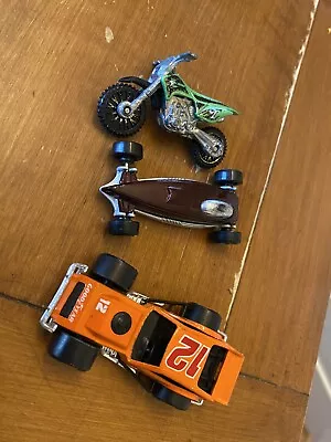 VTG 1987 Matchbox Modified Racer Car Orange+ 1999 Mcds Street Raptor + Dirt Bike • $4.75