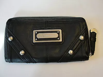 B. Makowsky Studded Black Leather Zip Wallet • $20