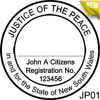JP01 40mm Round JUSTICE OF THE PEACE NSW Custom Rubber Stamp Self Inking Refilla • $23.30