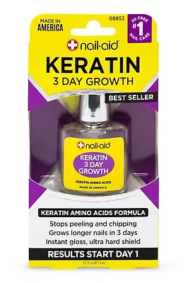 Nail-Aid Keratin 3 Day Growth Nail Treatment & Strengthener Clear 0.55 Fl Oz • $6.99