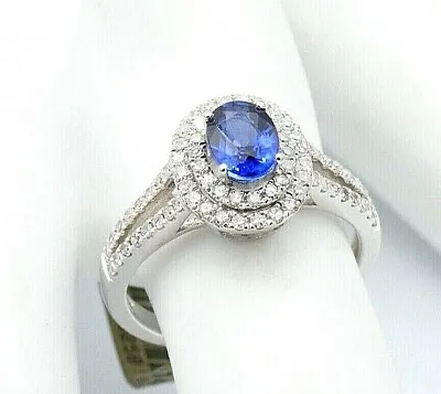 $1699 • Buy 1.52 Carats Natural Corn Flower Blue Sapphire & Diamond Ring 14K Gold Brand New