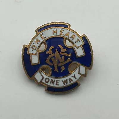 Vtg Methodist Wesleyan Guild Lapel Pin One Heart One Way Blue White Unbranded R9 • $7.96