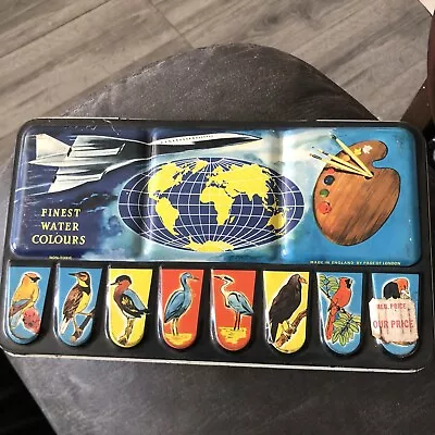 VTG Page Of London Water Colours Tin Paint Box Airplane & Birds Made In England • $25