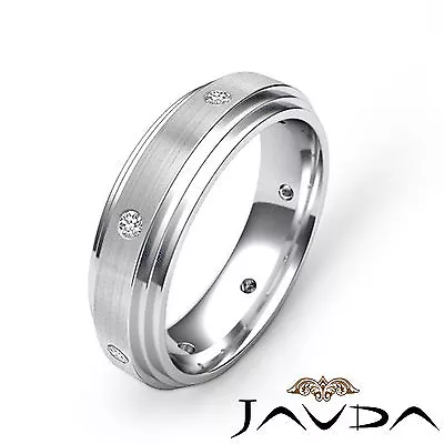 Step Edges Mens Eternity Wedding Band Shining Diamond Solid Ring Platinum 0.16Ct • $3459