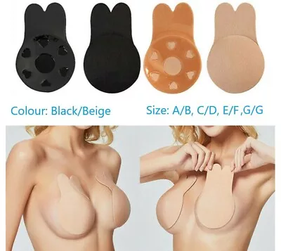 A-G Women Bunny Bra Invisible Silicone Breast Pads Lift Up Tape Nipple Cover UK • £3.69