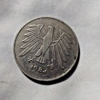 1984 J 5 Deutsche Mark Coin From Federal Republic Of Germany Circulated • $9.99