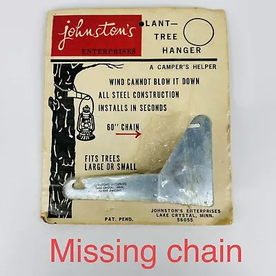 $22 • Buy Vtg Johnston's Enterprises Lantern Hanger Camping Tree Hanging Hook - NO CHAIN