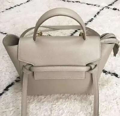 CELINE Micro Belt Bag Shoulder Bag Hand Bag 2way Leather Gray Authentic • $900