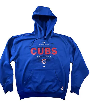 Chicago Cubs MAJESTIC MLB Authentic Thermal Base Blue Sweatshirt Hoodie SZ L • $24.07